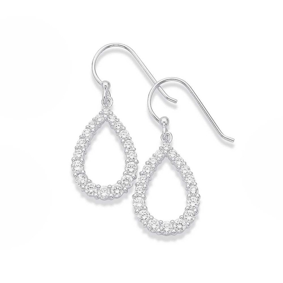 Earrings Pascoes | Sterling Silver Cubic Zirconia Pear Hook Earrings