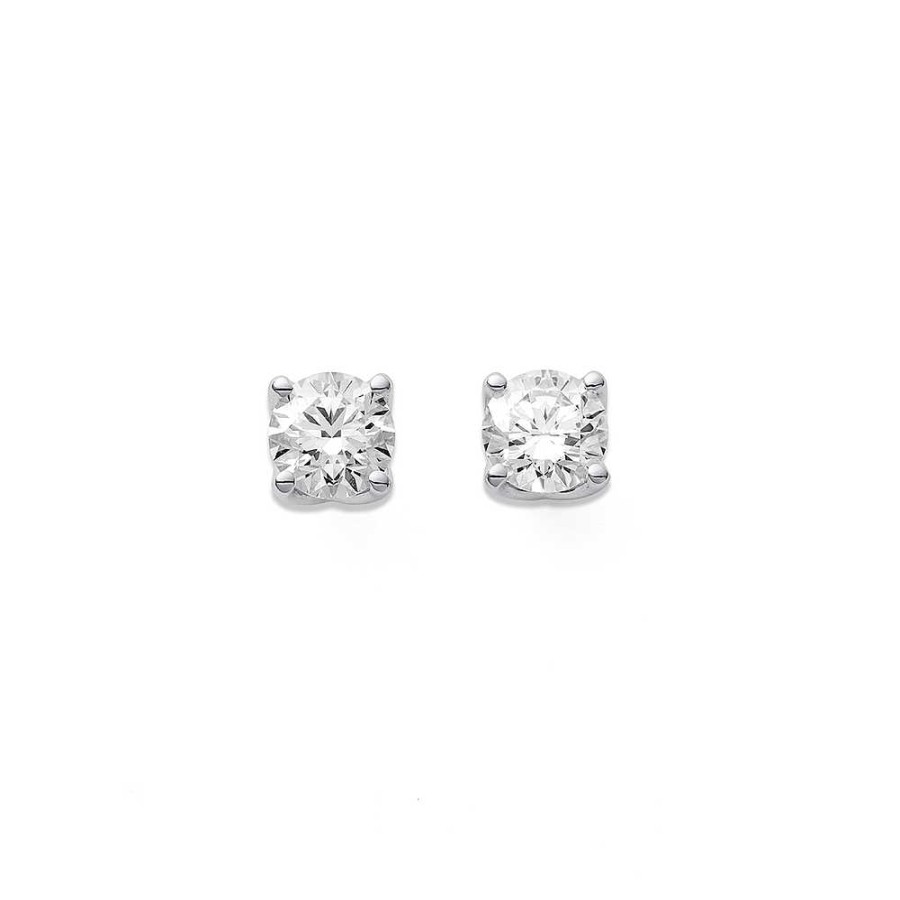 Earrings Pascoes | 10Ct Wg, Element Lab Diamond 2Ct Total Weight Studs Set In 4 Claws