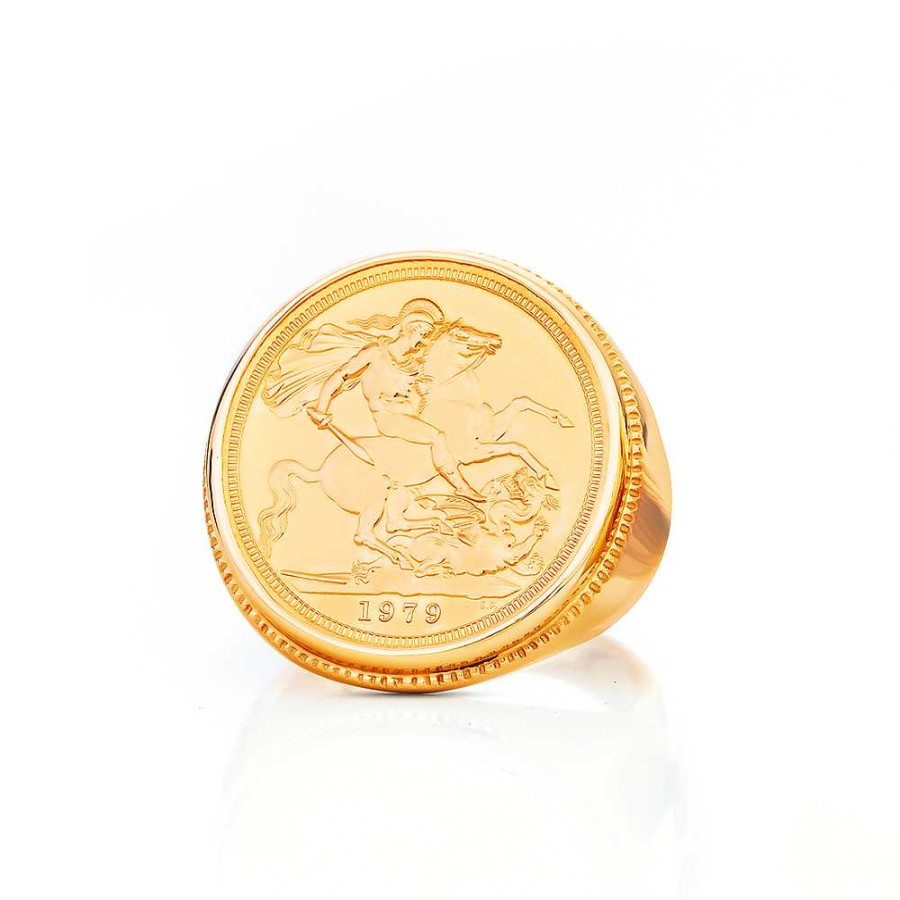 Rings Pascoes | 9Ct Full 22Ct Sovereign Gents Ring