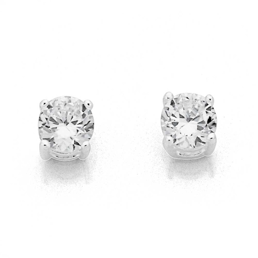 Earrings Pascoes | Sterling Silver 5Mm Cubic Zirconia Studs