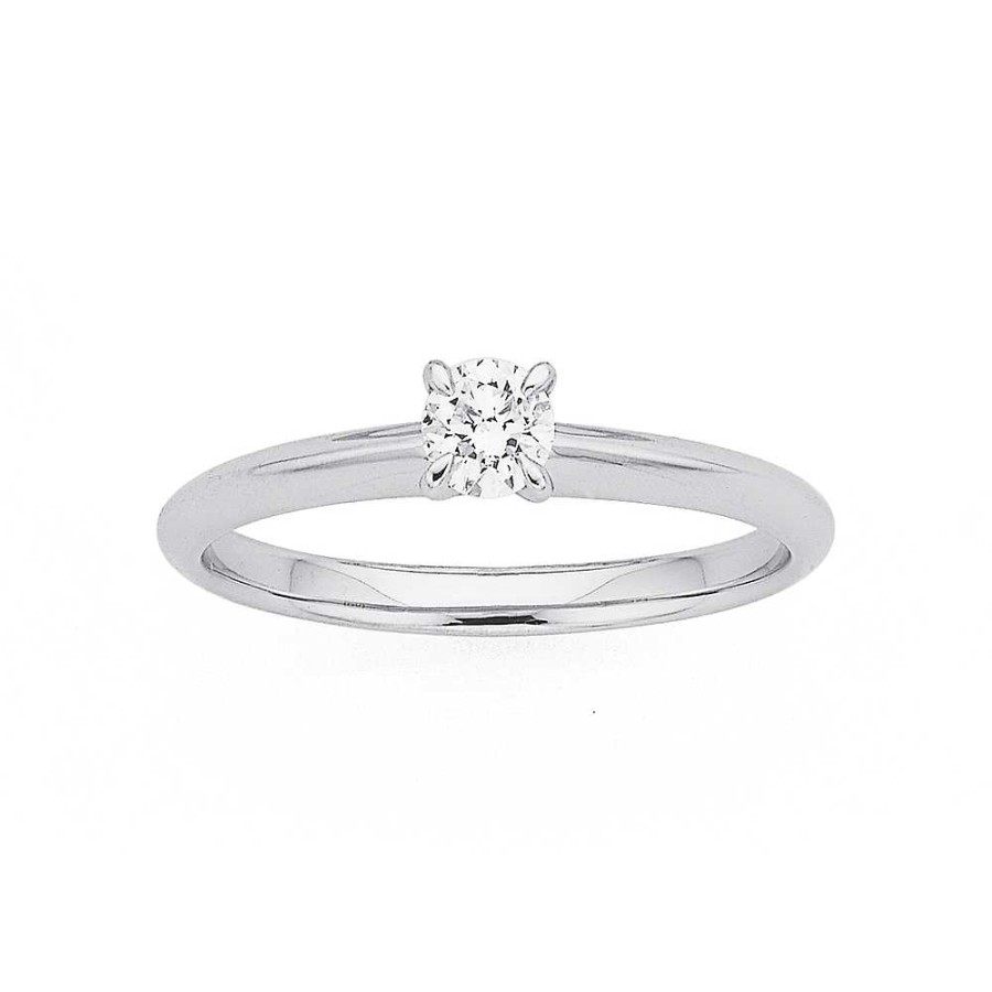 Rings Pascoes | 9Ct White Gold Diamond Solitaire Ring Tdw=.25Ct