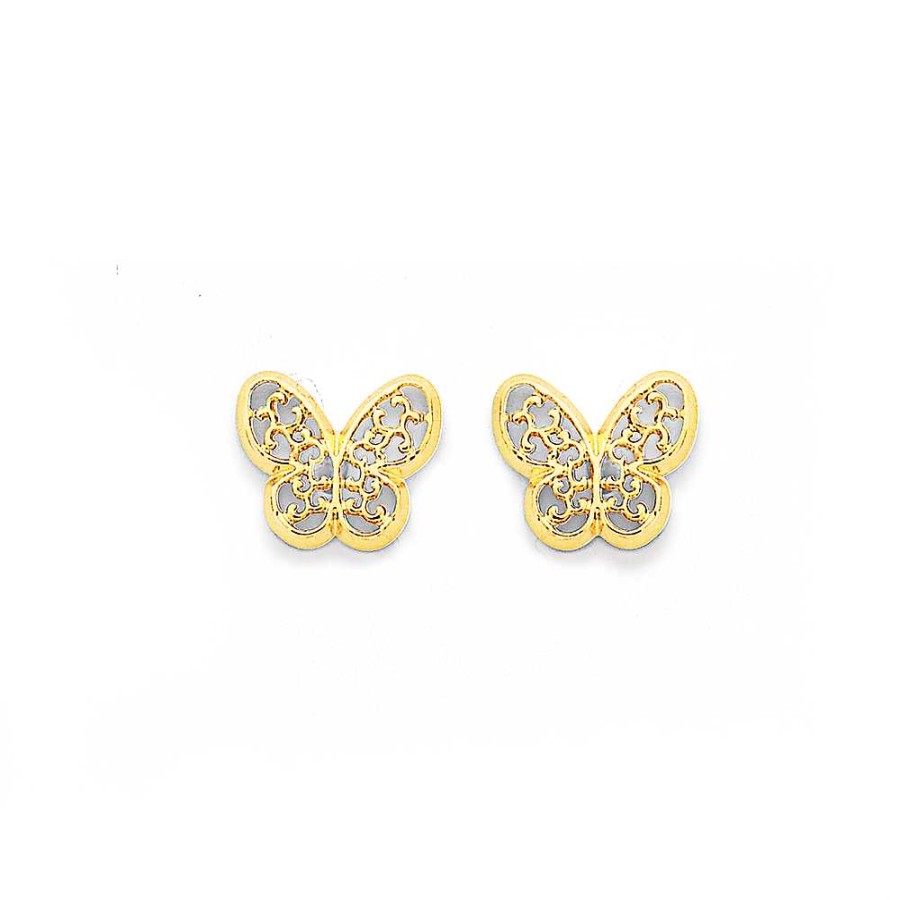 Earrings Pascoes | 9Ct Gold Filigree Butterfly Stud Earrings