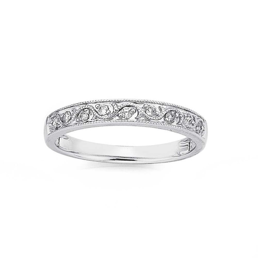 Rings Pascoes | 9Ct White Gold Diamond Swirl Band