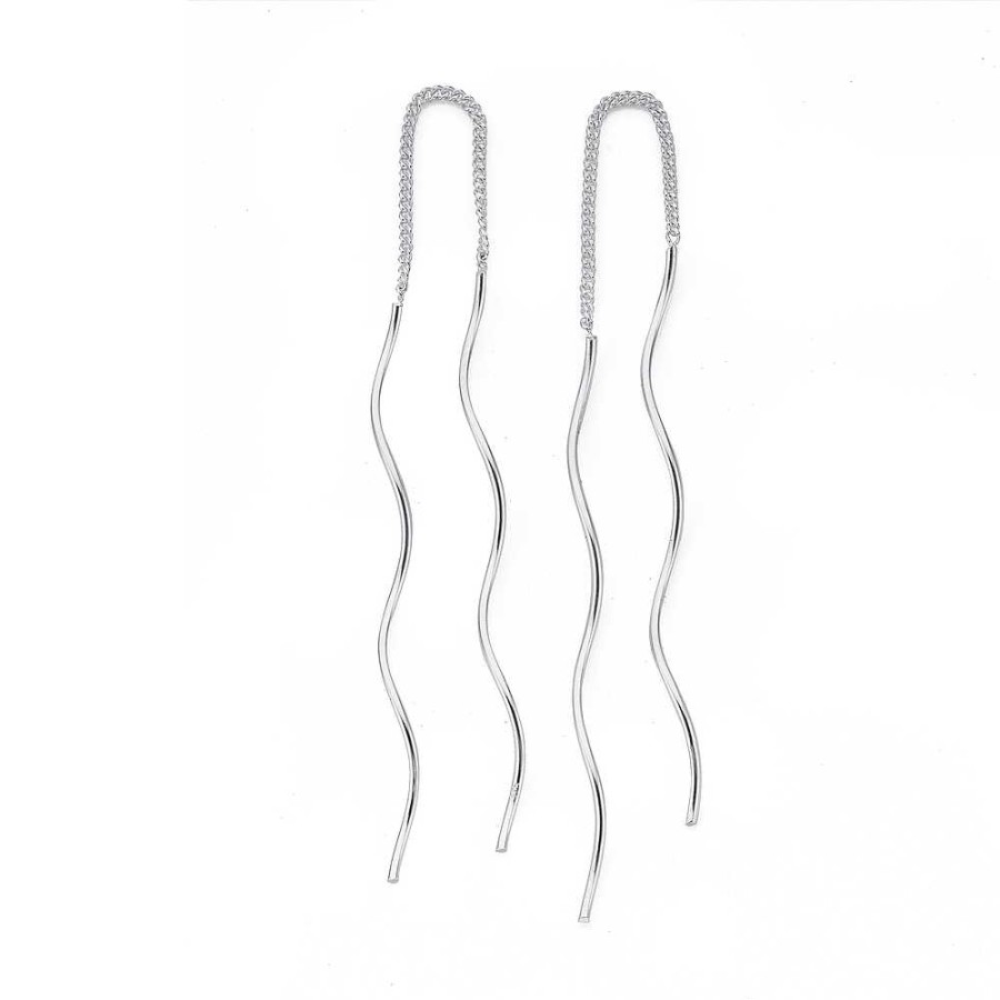 Earrings Pascoes | Wave Thread Earring In Silver