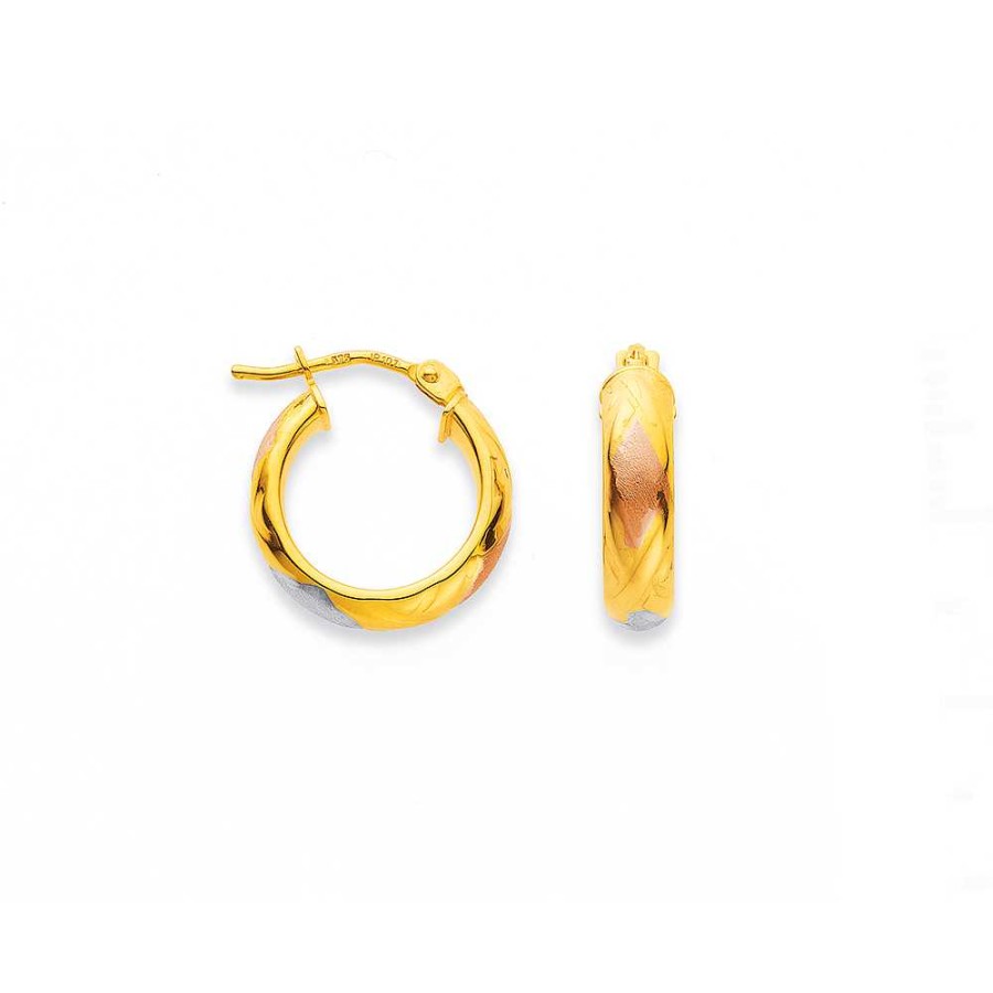 Earrings Pascoes | 9Ct Tri Tone Hoops