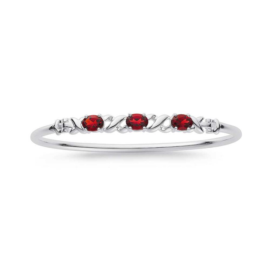 Bangles Pascoes | Sterling Silver Garnet Bangle