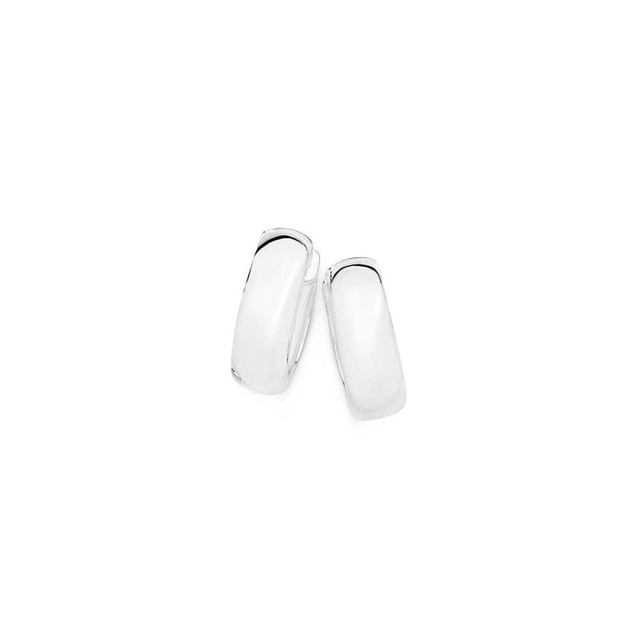 Earrings Pascoes | Sterling Silver Wide Plain Huggies