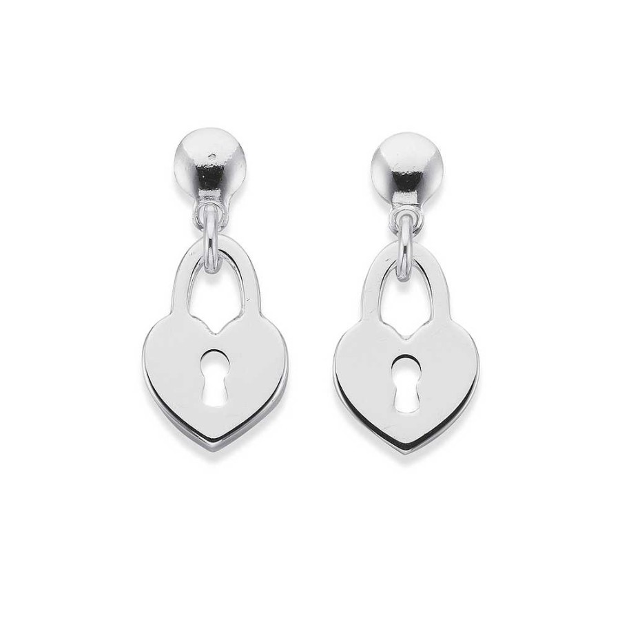 Earrings Pascoes | Sterling Silver Heart Padlock Dangling Earrings