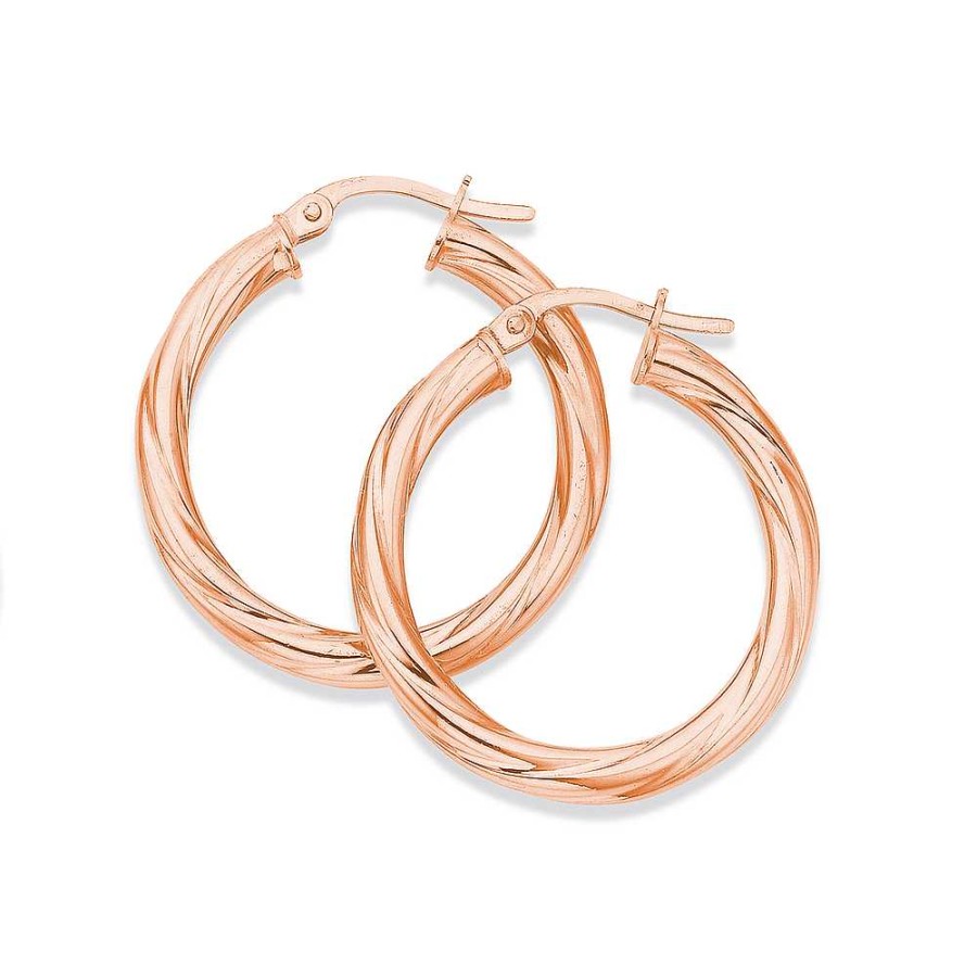 Earrings Pascoes | 9Ct Rose Gold Twist Hoops