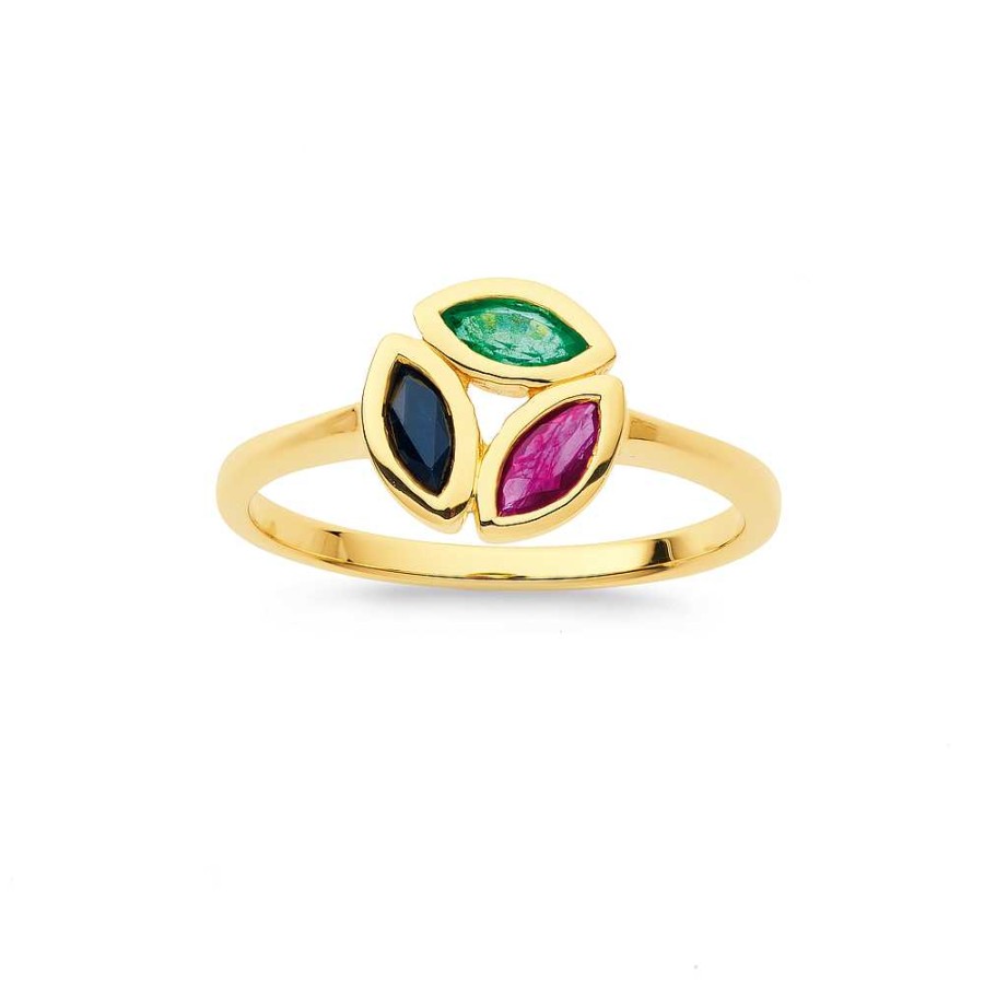 Rings Pascoes | 9Ct Ruby, Black Sapphire, Emerald Ring