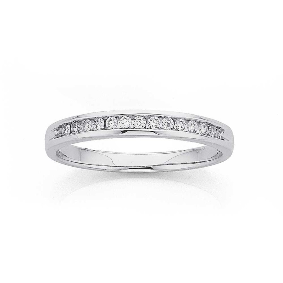 Rings Pascoes | 9Ct White Gold Diamond Channel Set Band Tdw=.15Ct