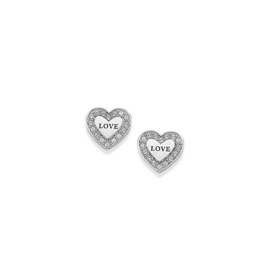 Earrings Pascoes | Sterling Silver Cubic Zirconia Love Heart Studs