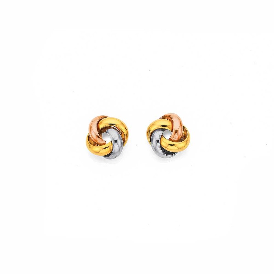 Earrings Pascoes | 9Ct, Tri-Tone Knot Studs