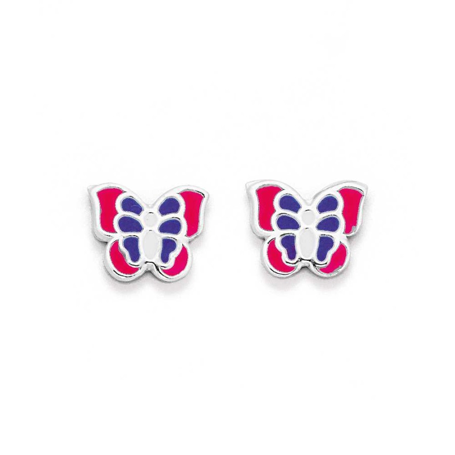 Earrings Pascoes | Sterling Silver Enamel Butterfly Studs