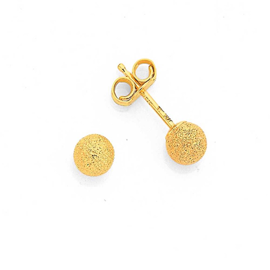 Earrings Pascoes | 9Ct Gold 4Mm Stardust Ball Stud Earrings