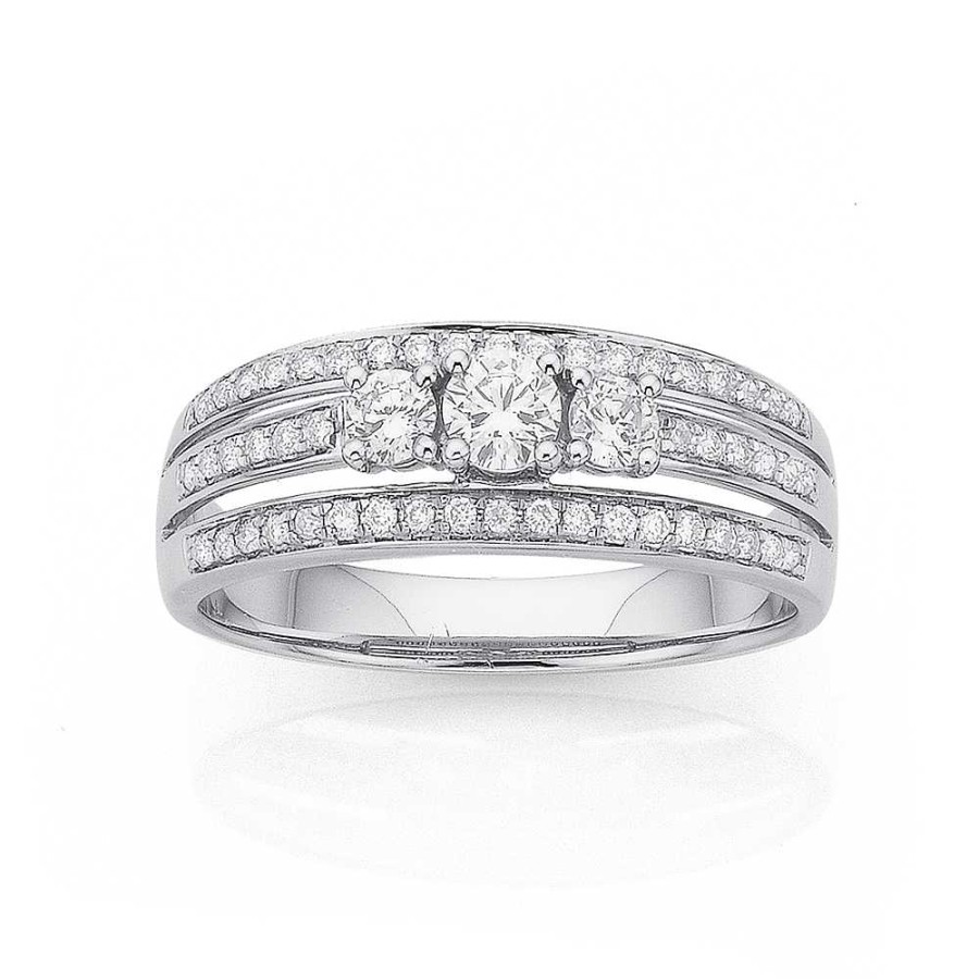 Rings Pascoes | 9Ct White Gold, Diamond Ring Total Diamond Weight=.50Ct