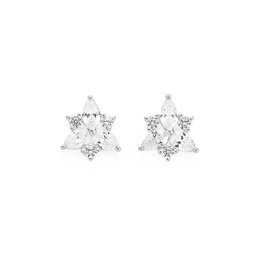 Earrings Pascoes | Sterling Silver Cubic Zirconia Cluster Studs