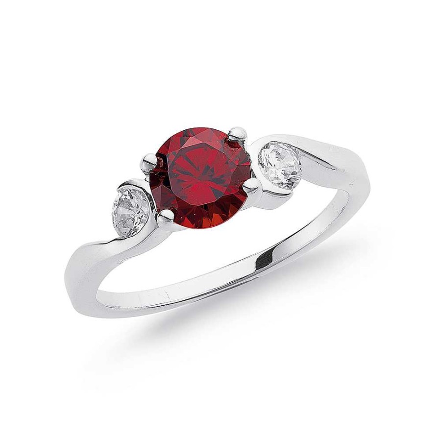 Rings Pascoes | Sterling Silver Red Cubic Zirconia Ring (Size O)