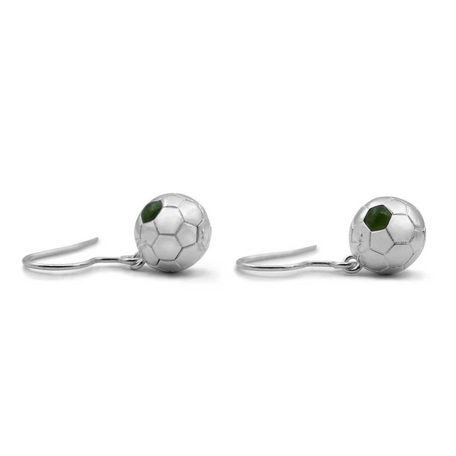 Earrings Pascoes | Fifa S/S Football Earrings With Greenstone