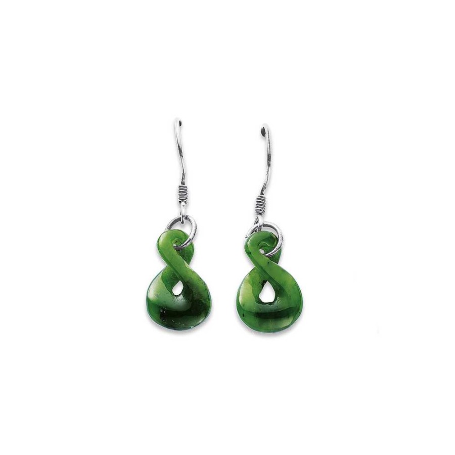 Earrings Pascoes | Sterling Silver Greenstone Infinity Twist Earrings