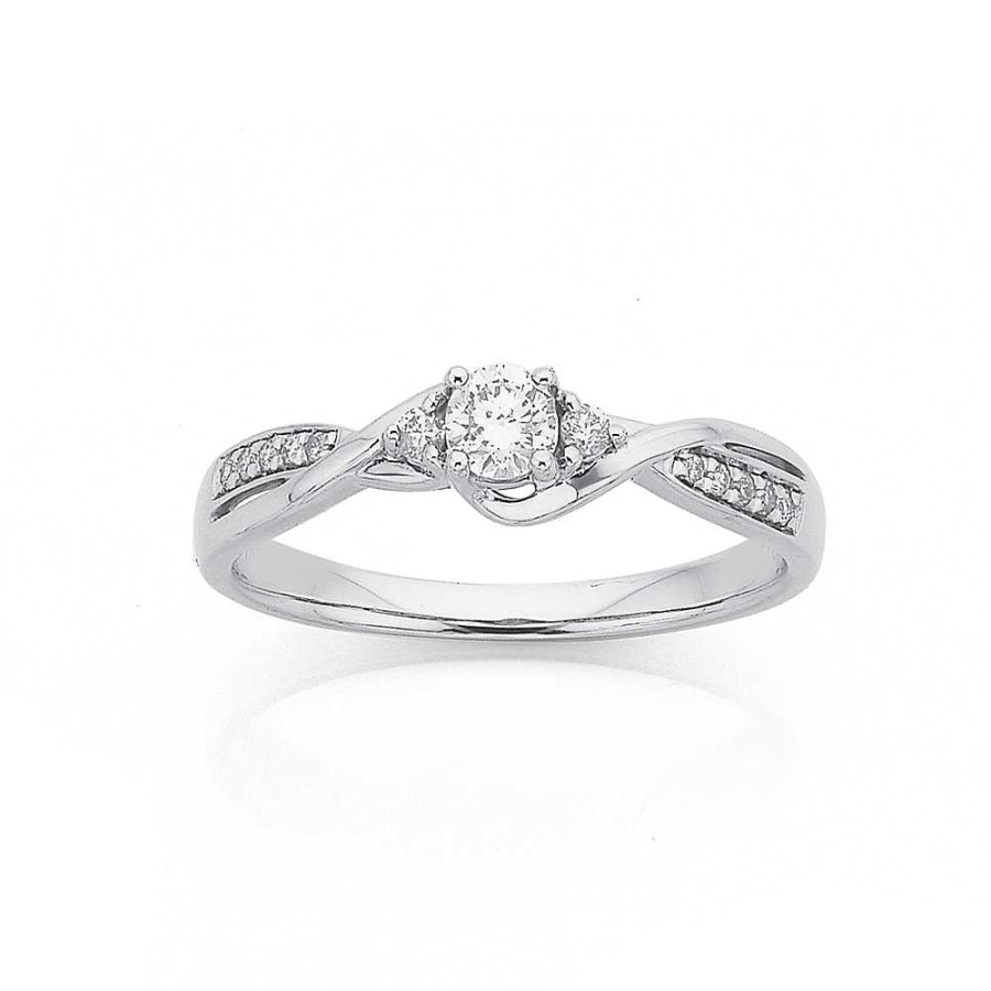 Rings Pascoes | 9Ct White Gold Diamond Ring Tdw=.25Ct