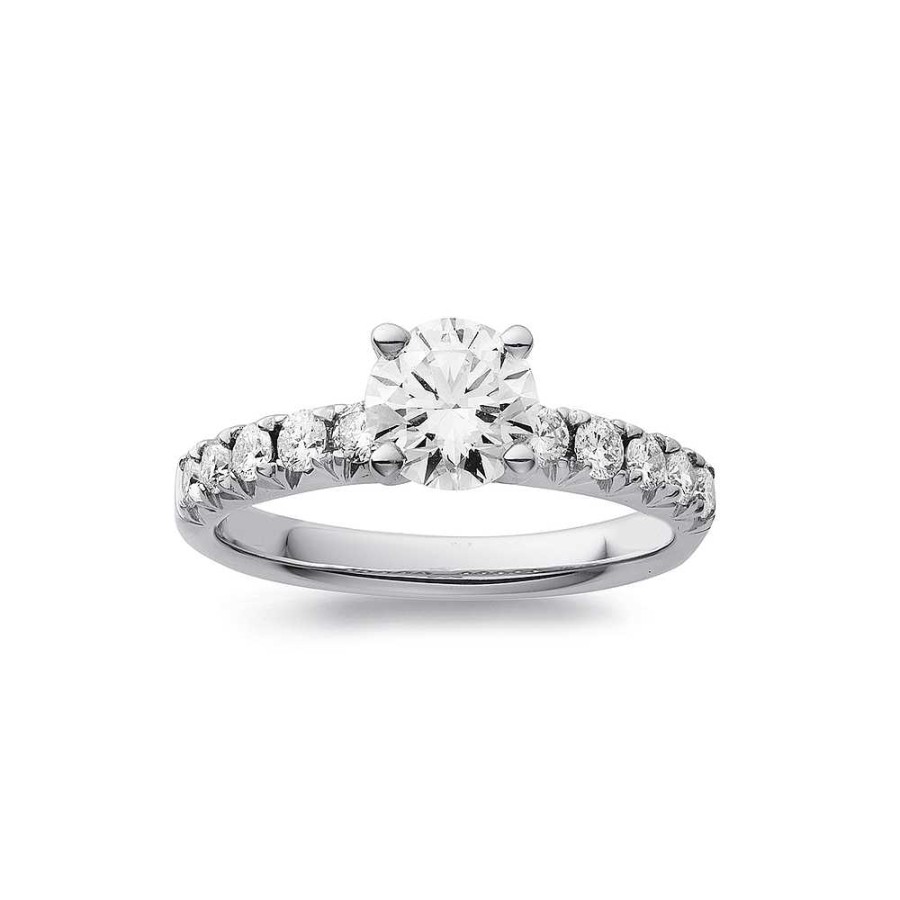 Rings Pascoes | 14Ct Wg, Element Lab Diamond Shoulder Set Engagement Ring, Total Weight=1Ct