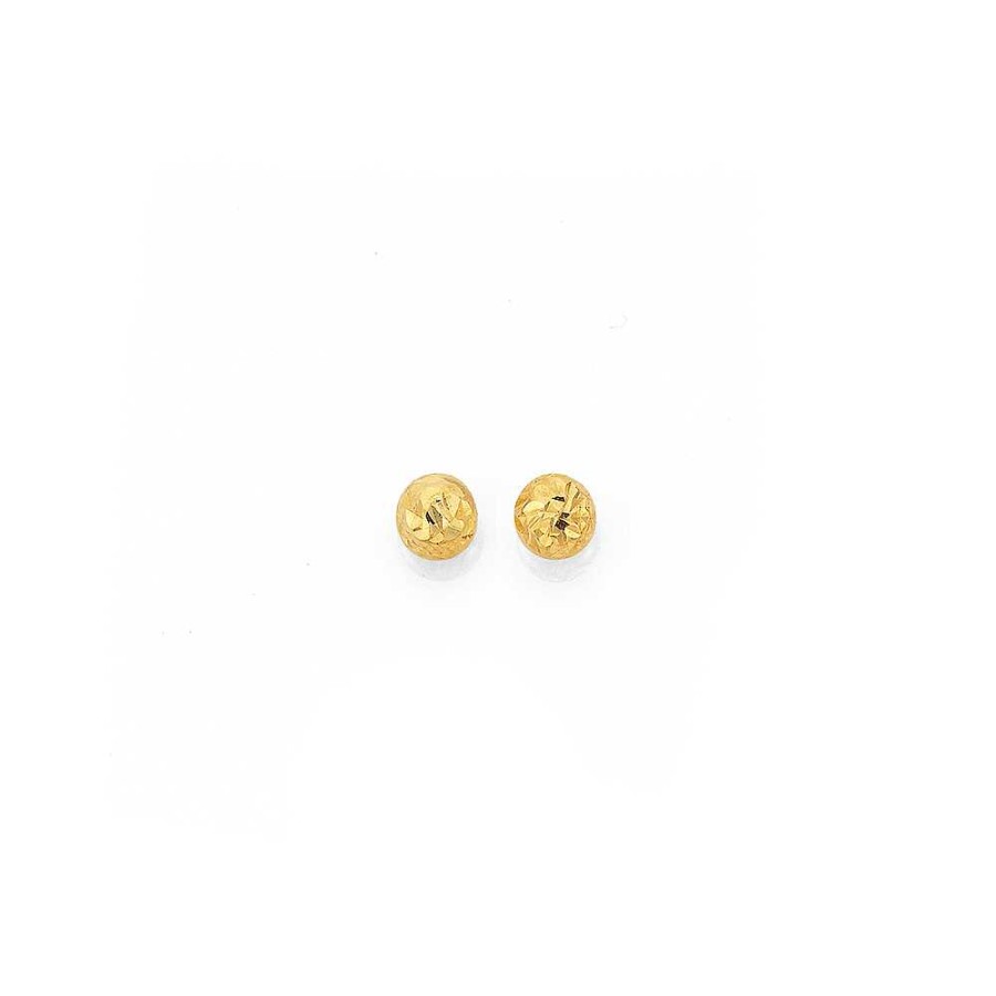 Earrings Pascoes | 9Ct Gold 4Mm Diamond-Cut Ball Stud Earrings