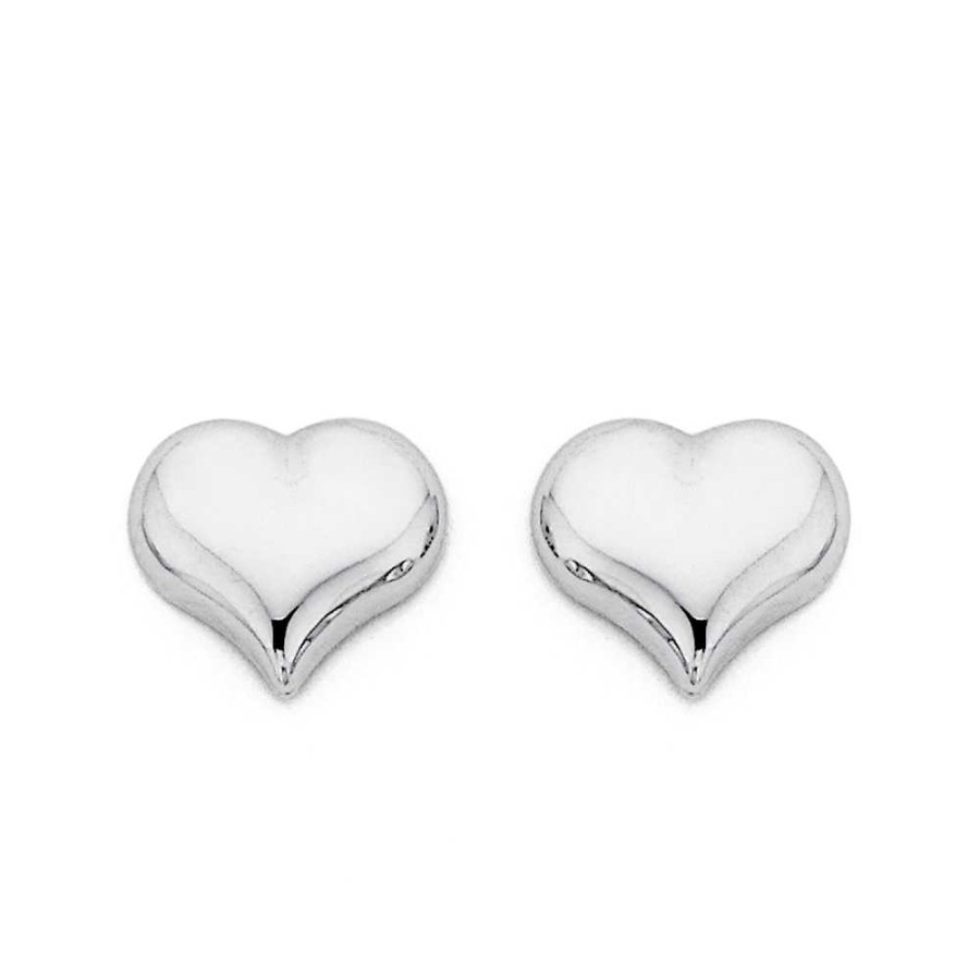 Earrings Pascoes | 9Ct White Gold Heart Studs