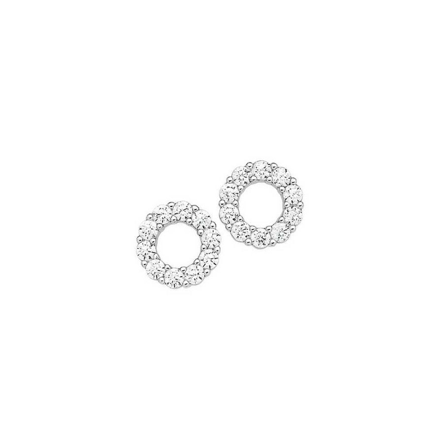 Earrings Pascoes | Sterling Silver Cubic Zirconia Circle Studs