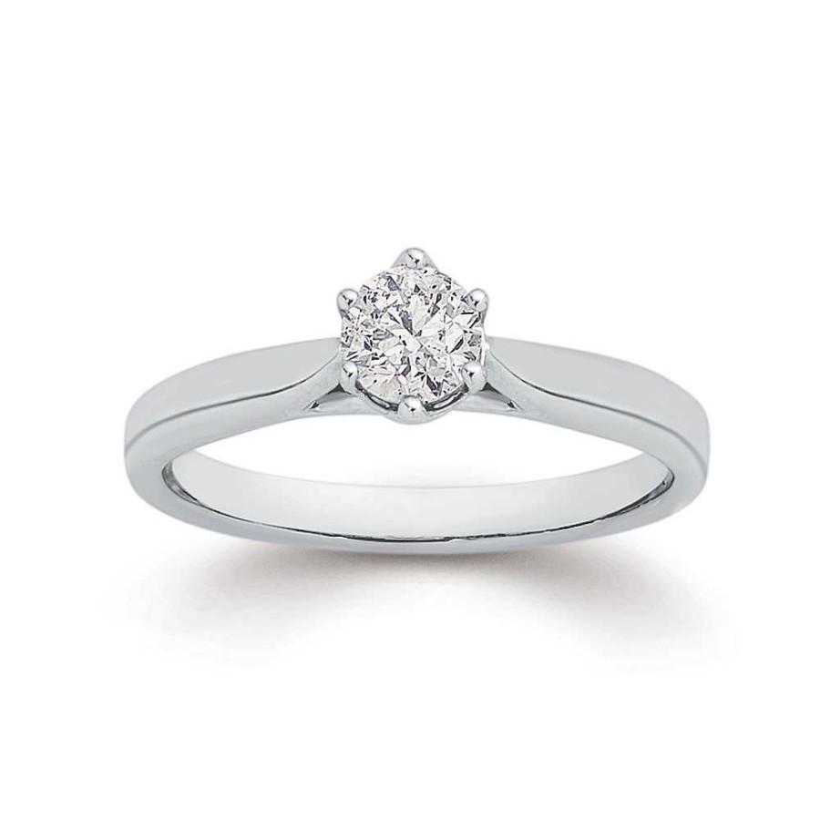 Rings Pascoes | 18Ct White Gold Round Brilliant Solitaire Ring Total Diamond Weight = 0.50Ct