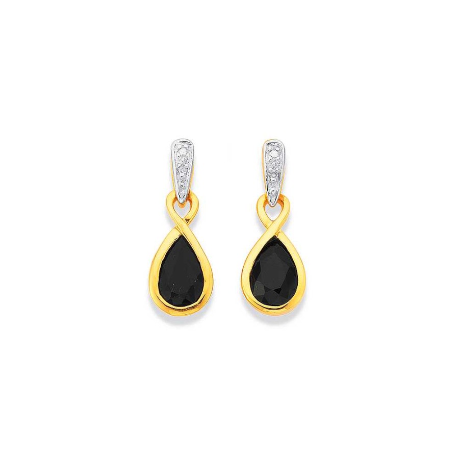 Earrings Pascoes | 9Ct Sapphire & Diamond Earrings