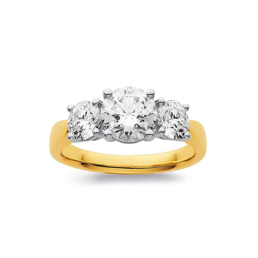 Rings Pascoes | 14Ct Gold, Element Lab Diamond 3 Stone Ring, Total Weight = 2.5Ct