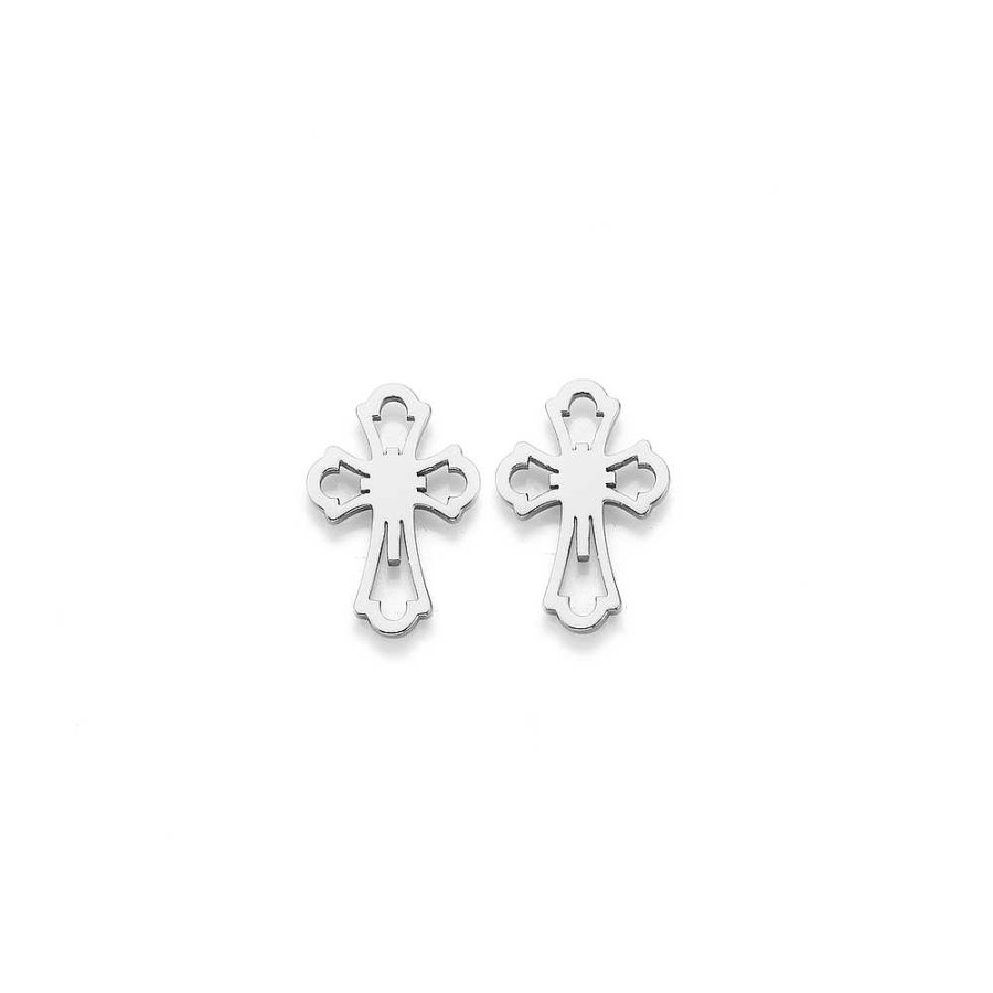 Earrings Pascoes | Chisel Stainless Steel Cross Studs