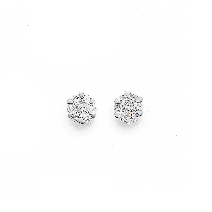 Earrings Pascoes | 9Ct Diamond Cluster Studs Tdw=.35Ct