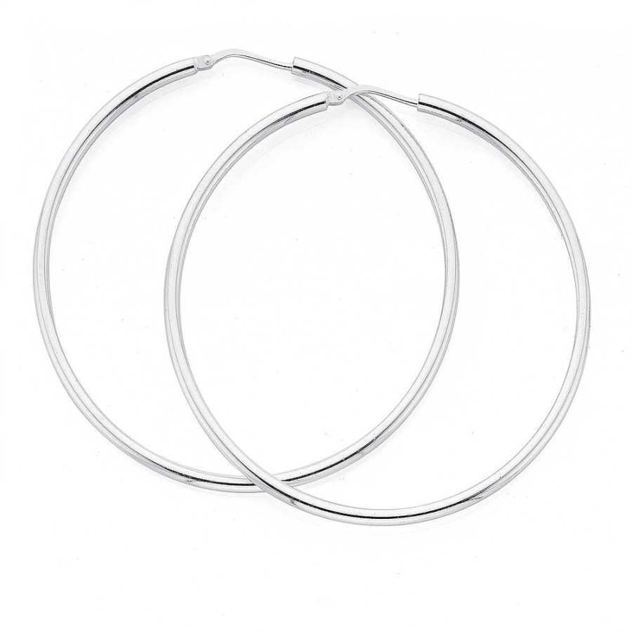 Earrings Pascoes | Silver 50Mm Gypsy Hoop Earrings