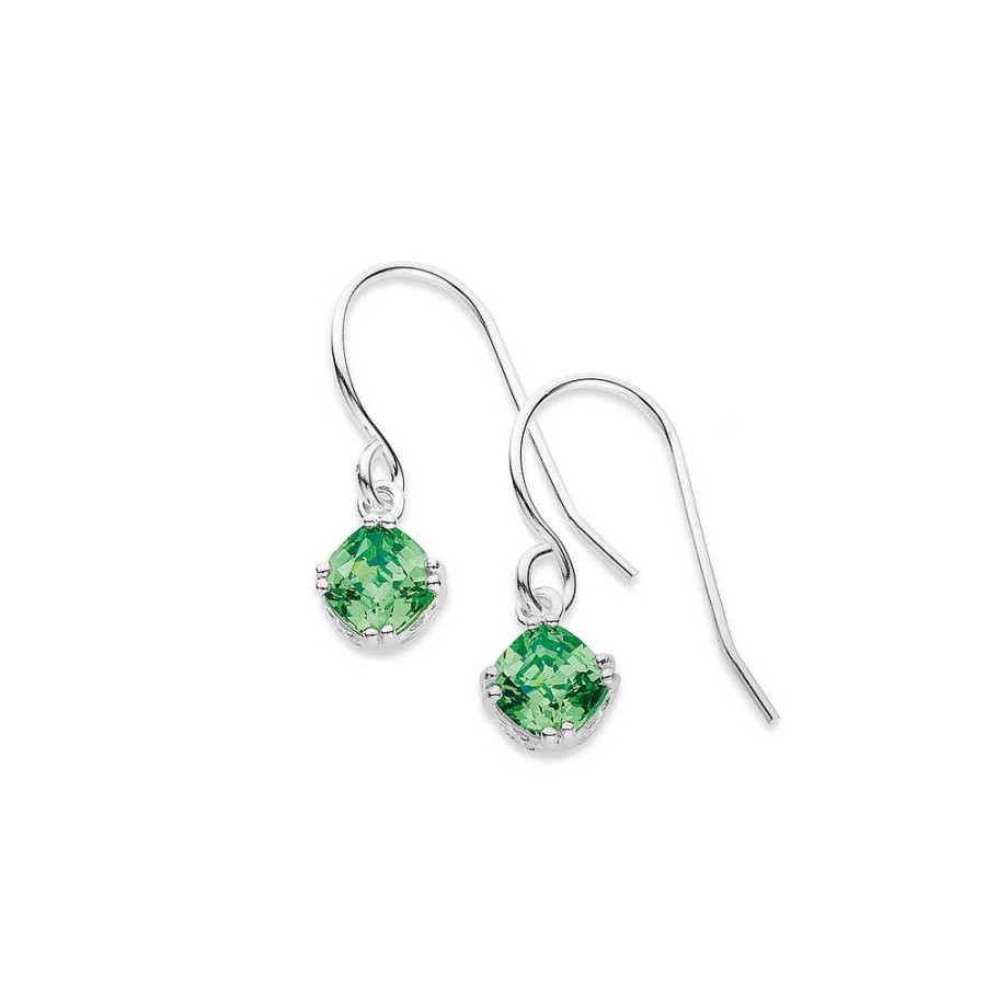 Earrings Pascoes | Sterling Silver Green Cz Earrings