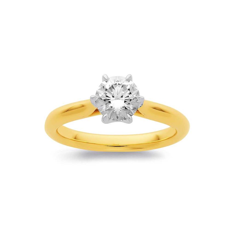 Rings Pascoes | 14Ct Gold, Element Lab Diamond 1Ct Solitaire Ring With 6 Claws