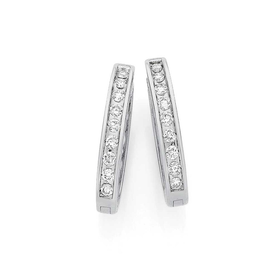 Earrings Pascoes | 9Ct, Diamond Hoops Total Diamond Weight=.50Ct