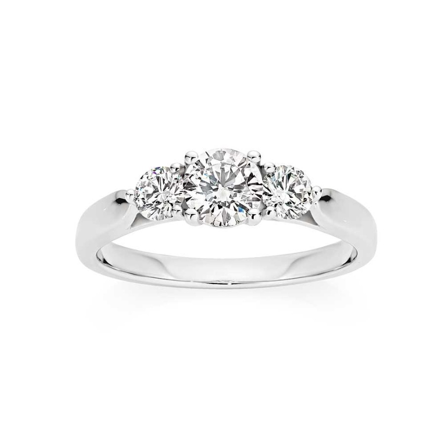 Rings Pascoes | 18Ct White Gold Diamond Trilogy Ring