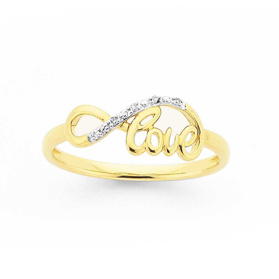 Rings Pascoes | 9Ct, Diamond 'Love' Infinity Ring