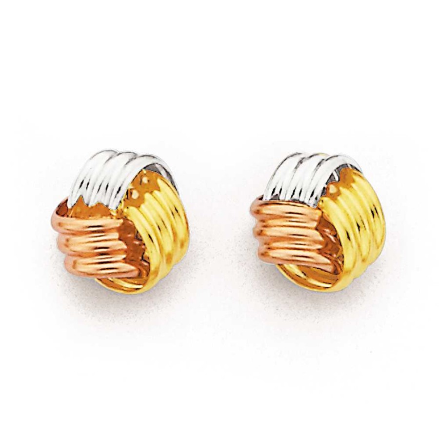 Earrings Pascoes | 9Ct Tri Tone Knot Stud Earrings