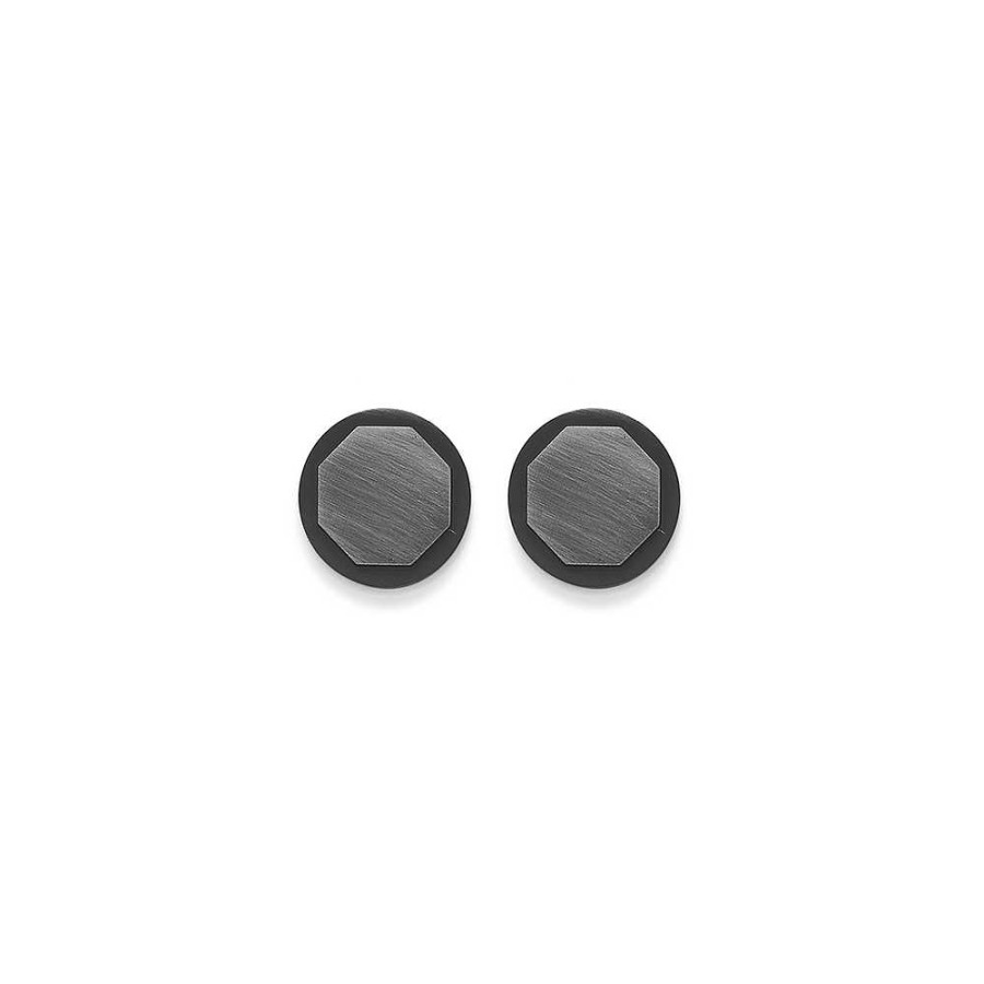 Earrings Pascoes | Chisel Stainless Steel Black Studs