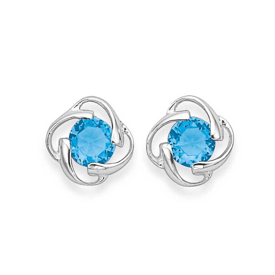 Earrings Pascoes | Sterling Silver Blue Cubic Zirconia Earrings