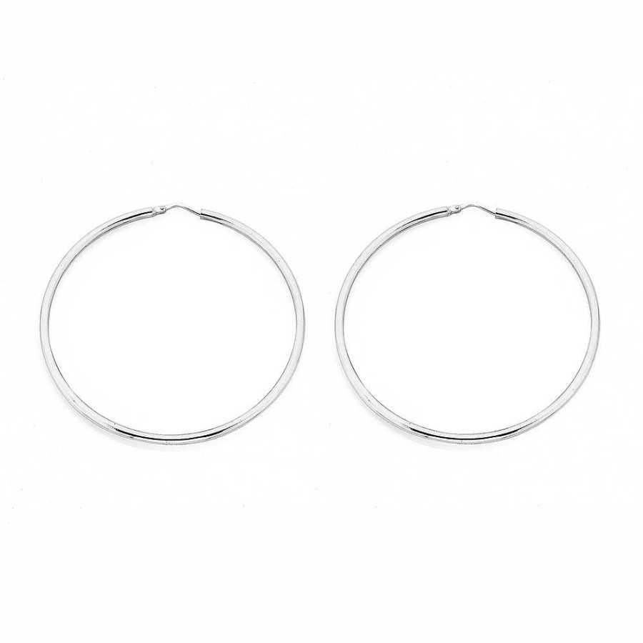 Earrings Pascoes | 55Mm Tube Hoop Earrings In Sterling Silver