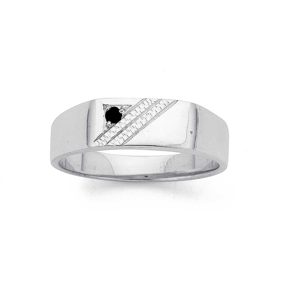 Rings Pascoes | Sterling Silver Sapphire Signet Ring, Size W