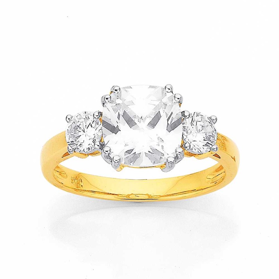 Rings Pascoes | 9Ct 8Mm Cubic Zirconia Cushion Ring