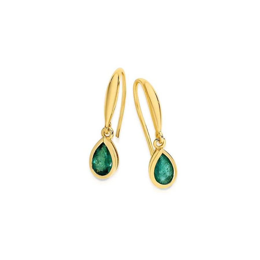 Earrings Pascoes | 9Ct Gold Emerald Earrings