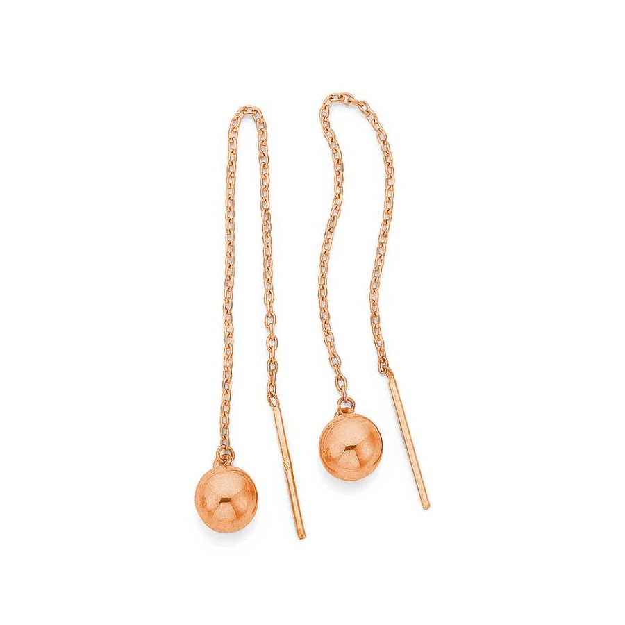 Earrings Pascoes | 9Ct Rose Gold Orb Thread Earrings