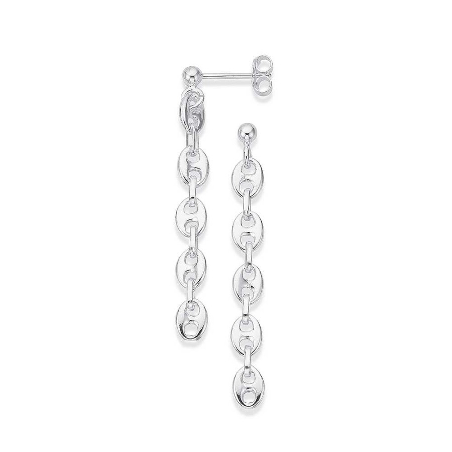 Earrings Pascoes | Sterling Silver Anchor Link Drop Earrings