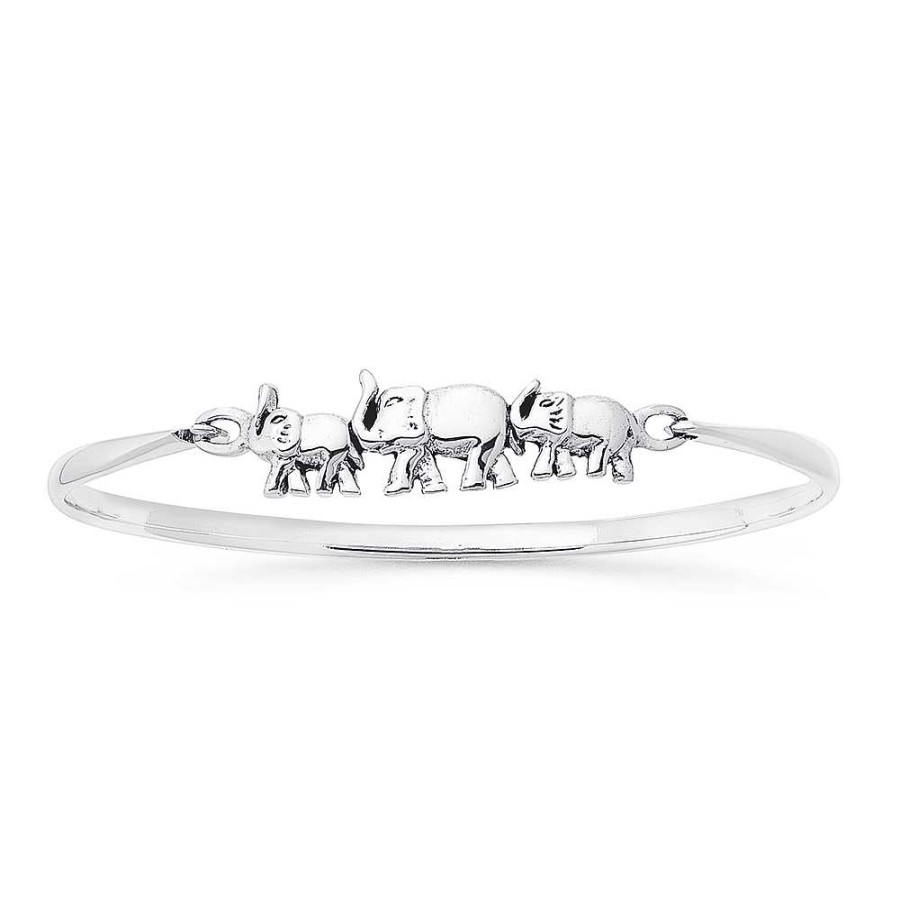 Bangles Pascoes | Sterling Silver Three Elephants Bangle